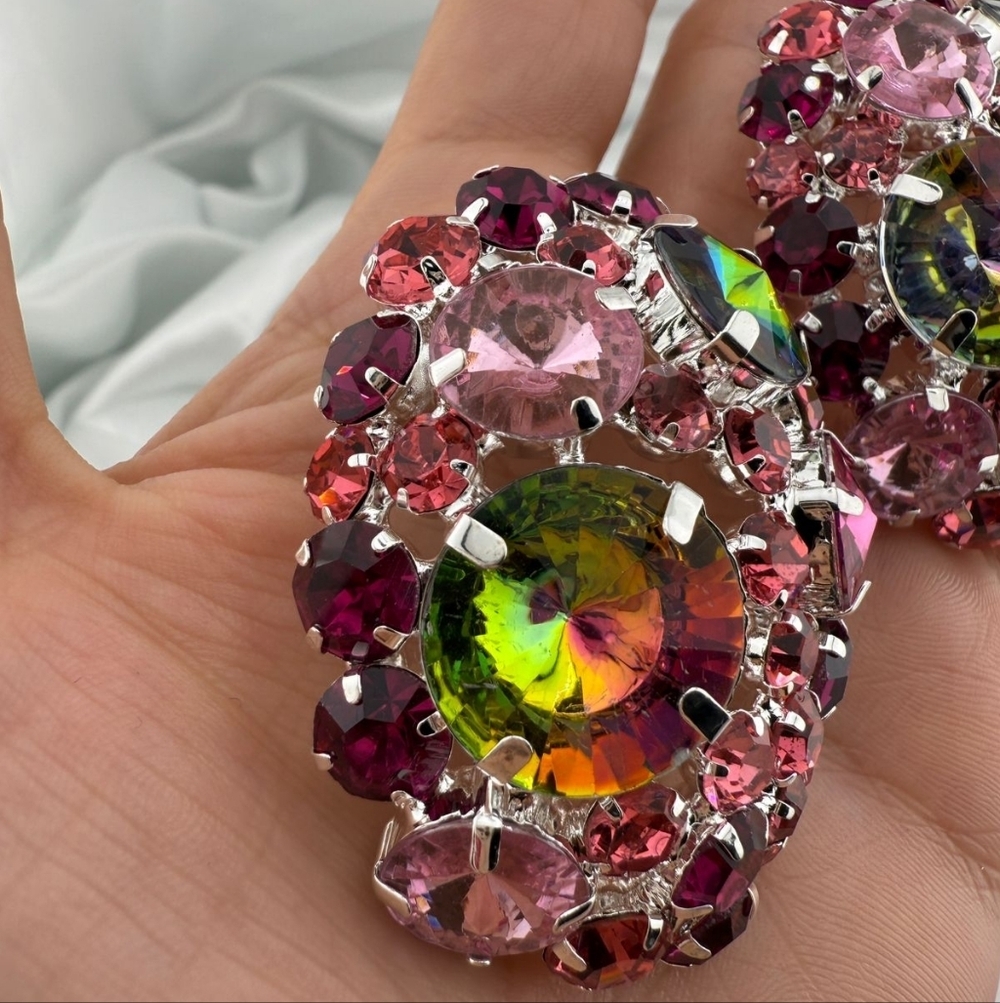 Ping Oval Multicolor Crystal Statement Earrings - image 5